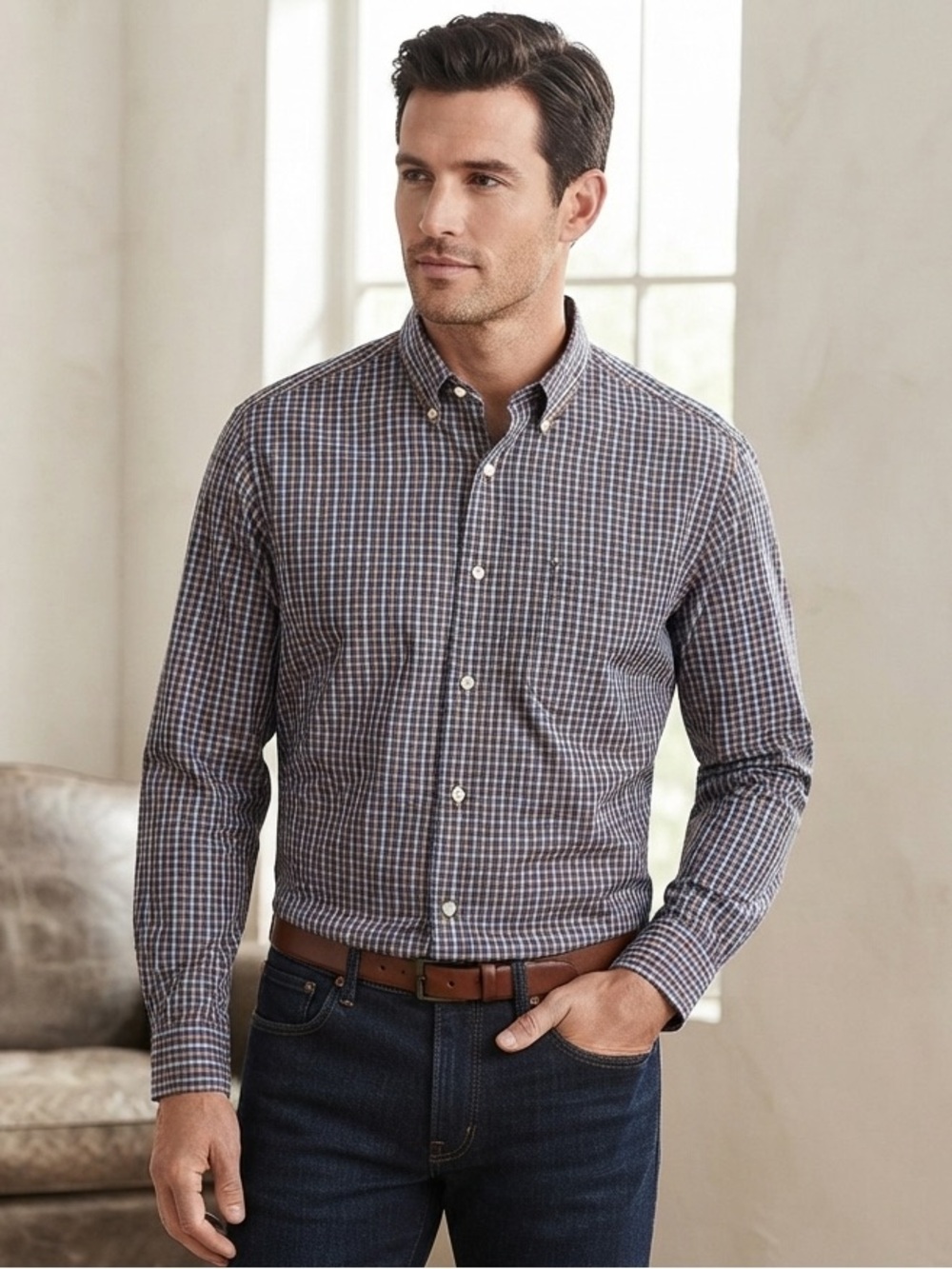 Tommy Hilfiger American Tartans Classic Checked Button-Down Shirt, 17 34-35
